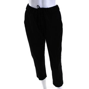Crippen Womens Mid Rise Drawstring Straight Leg Cropped Pants Black Wool Size 6